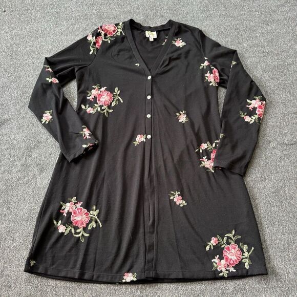 Fig and Flower Sweaters - Fig & Flower Anthropologie Womens Cardigan Sweater Sz Large Floral Embroidered